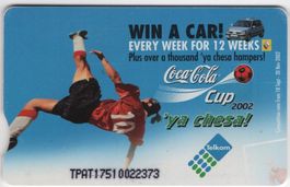 seltene Coca-Cola / Fussball Motiv Telefonkarte v. Südafrika