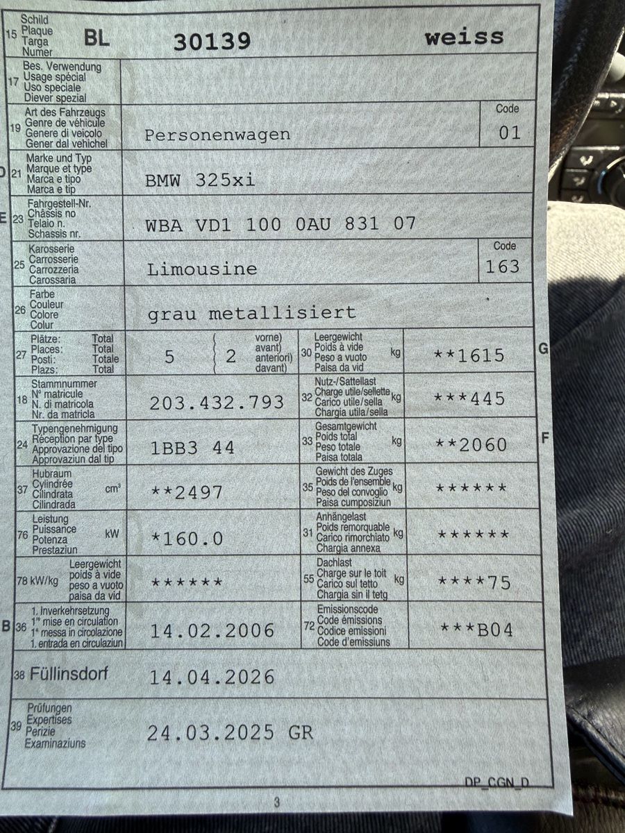 BMW Automobili: BMW 325xi E90 Limousine Handschalter – Usato da Arboldswil venduto da Jaromunimog 6