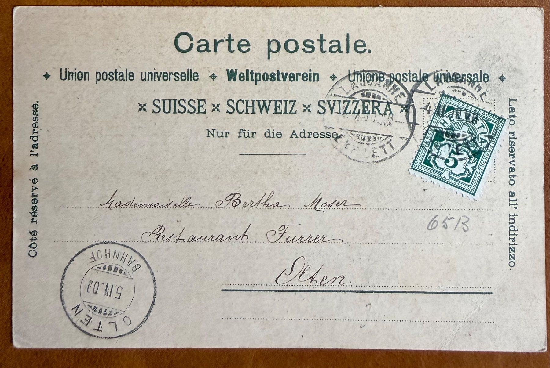 Cartoline postali: Lausanne - Litho 1902 – Usato da Lutry venduto da Ediego 1