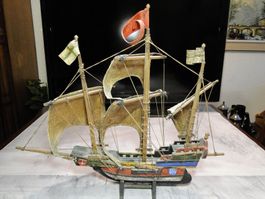 Vintage Seltene alte Kogge Schiff Schiffsmodell Bunte