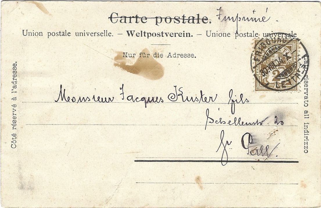 Cartoline postali: Fribourg 1904 Burgy – Usato da Brenles venduto da hello1063 1