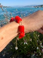 Rotes Korallen Armband Vergoldet