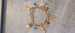 Bracelet Disney AIDA collector métal doré mat avec charms