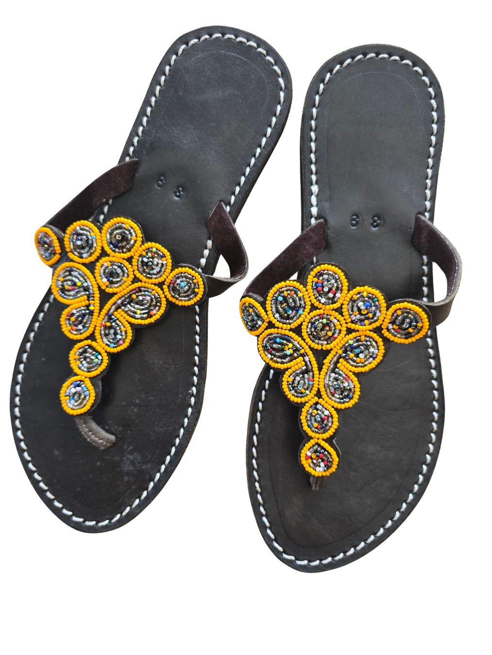 Scarpe da donna: Handgemachte Leder-Sandalen - Gelb Bunt 39 – Nuovo e nell'imballaggio originale da Brione s. Minusio venduto da Littleninja