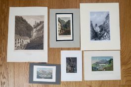 Bad Ragaz, Pfäffers und Taminaschlucht Aquatinta und Stiche