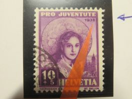 Abart Pro Juventute J 86 verkrüppelte 8 von 1938