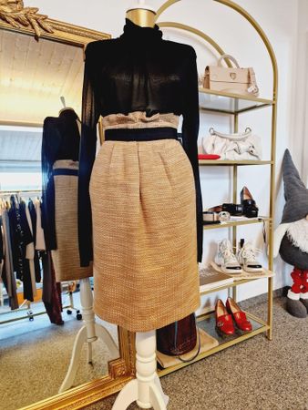 Dolce Gabbana, Damen Rock, Beige, High Waist, Elegant, Gr.XS