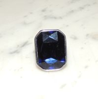 SCHÖNER RING "SAPHIR" METALL VERSILBERT ZIRKON NEU 54