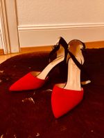 Elegante Lola Pumps, Bi-Material schwarz und rot, T. 39