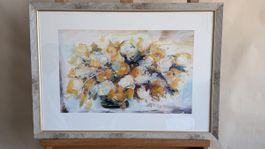 Bild Rolf Knie gelber Blumenstrauss 70x50 cm gerahmt