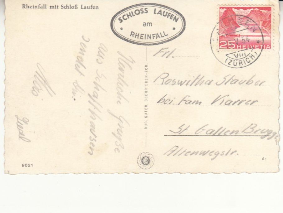 Cartoline postali: Rheinfall 1954 – Usato da Bürglen TG venduto da StampGraf 1