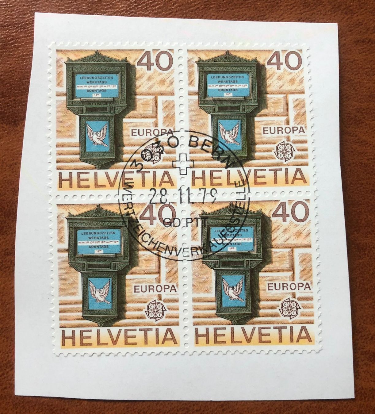 Tutti i francobolli: 4 er Block Nr.630 mit Papier Stempel Bern – Usato da Aarau venduto da Billa007