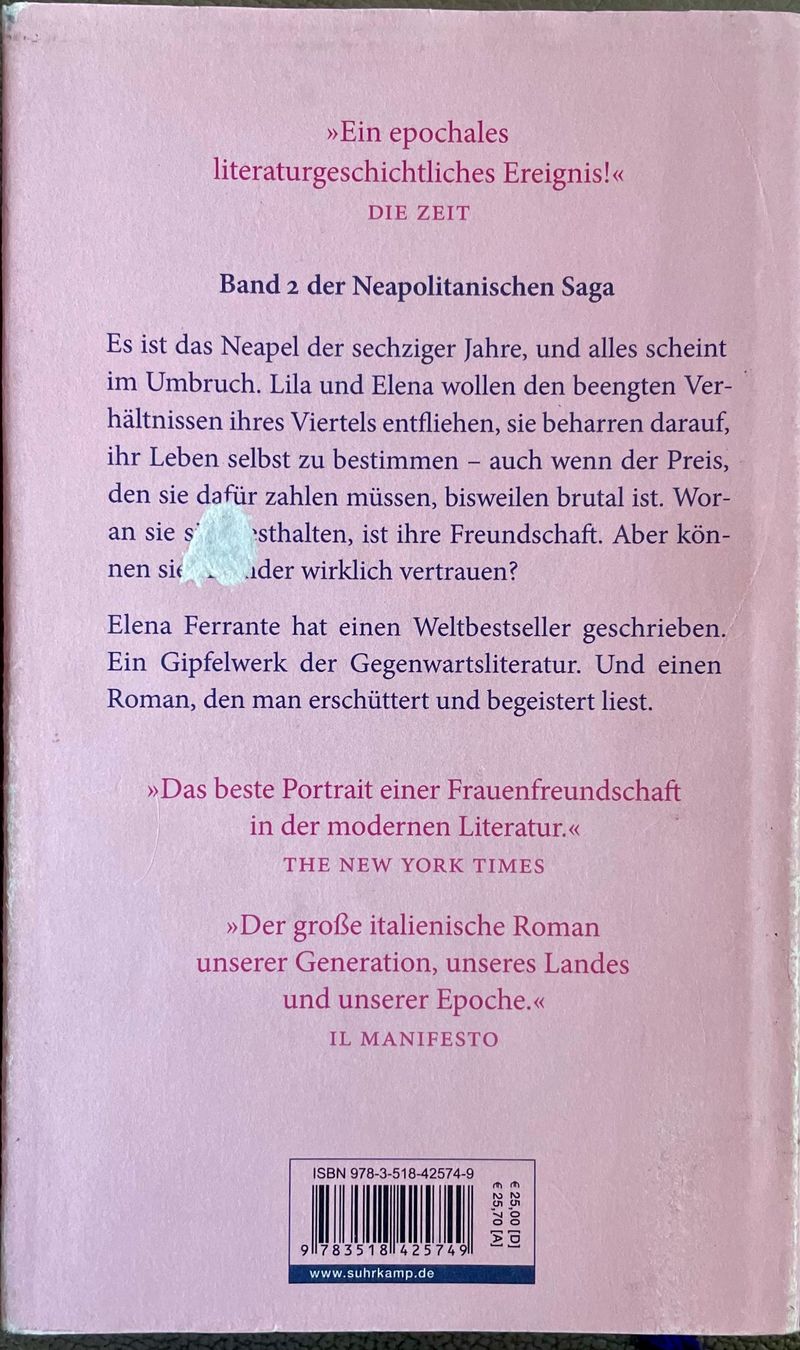 Bücher: DIE GESCHICHTE EINES NEUEN NAMENS -ELENA FERRANTE - GEBUNDEN – Gebraucht aus Buchs AG von fischli610 1