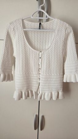 Süsse Strickjacke weiss Sommer L 40 42 *letzte tage