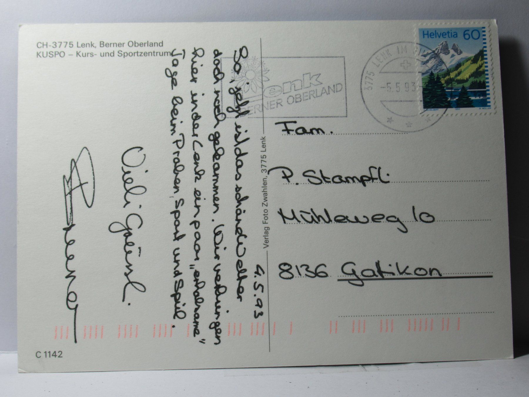 Cartoline postali: Lenk , KUSPO - Sportzentrum 1993 – Usato da Grenchen venduto da Bluemchen1900 1