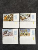 Bons de 4 timbres Monaco 1986, fruits d'été & printemps 🍐🌸