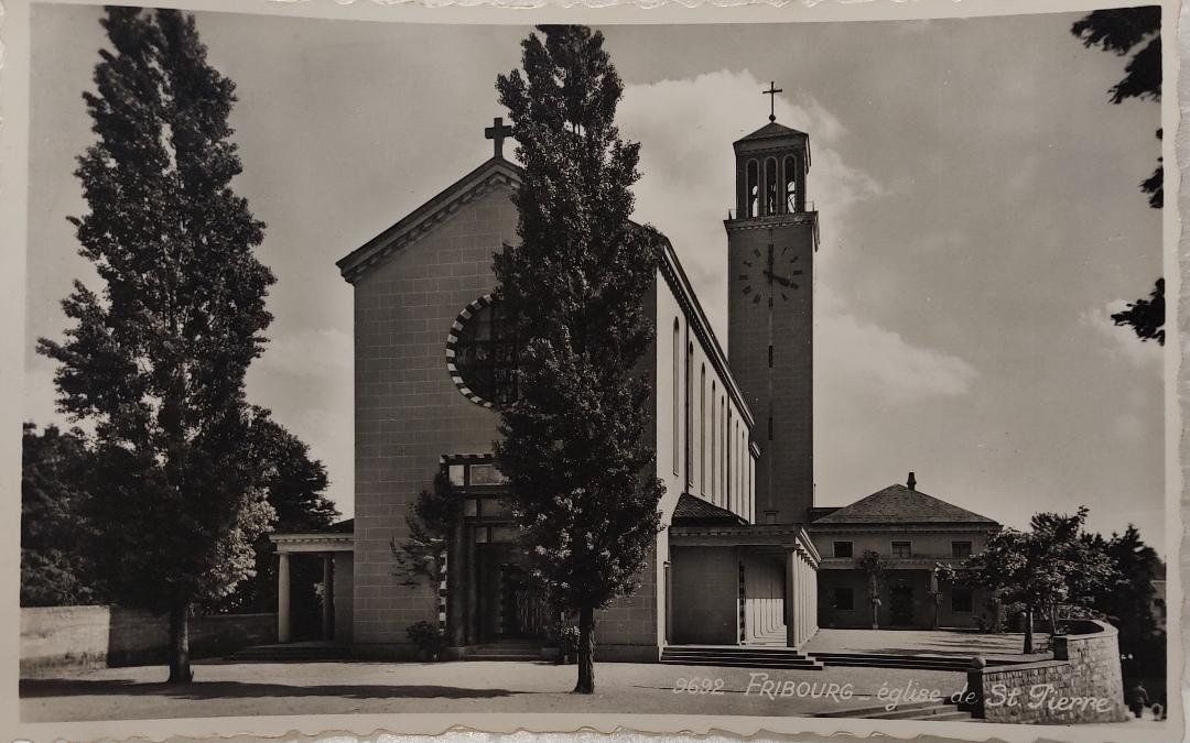 Cartoline postali: FRIBOURG - Eglise de St. Pierre - 1952 – Usato da Delémont venduto da Domdom1
