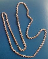 PERLEN KETTE mit rosa/pink Perlen, 80er Jahre, 122 cm lang