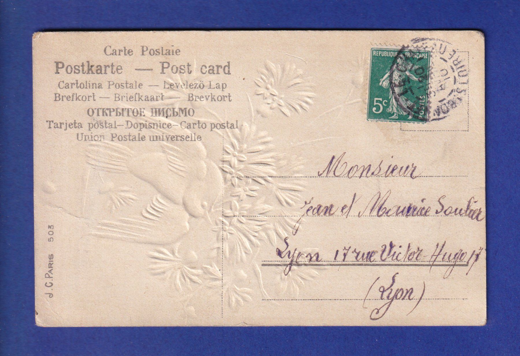 Cartoline postali: OISEAU - Rouge-Gorge et Fleurs – Usato da Pully venduto da nicecards-shop 1