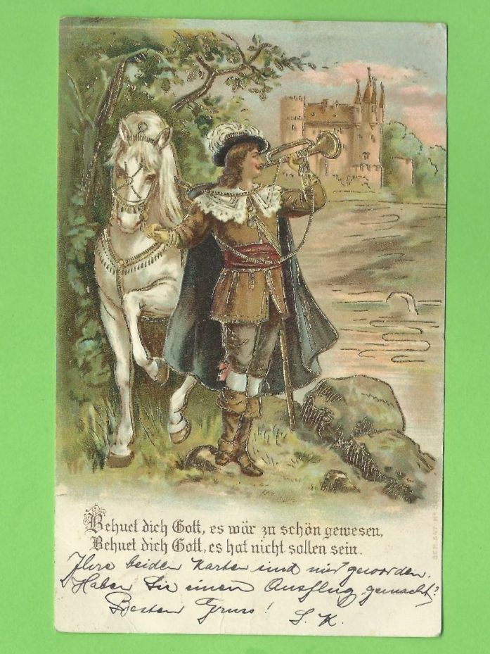 Ansichtskarten: Alte Ansichtskarte Ritter mit Pferd 1906 – Gebraucht aus Zürich von t24_de