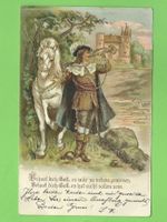 Alte Ansichtskarte Ritter mit Pferd 1906
