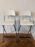 IKEA FRANKLIN Klapp-Barhocker – Weiss / Metall x2