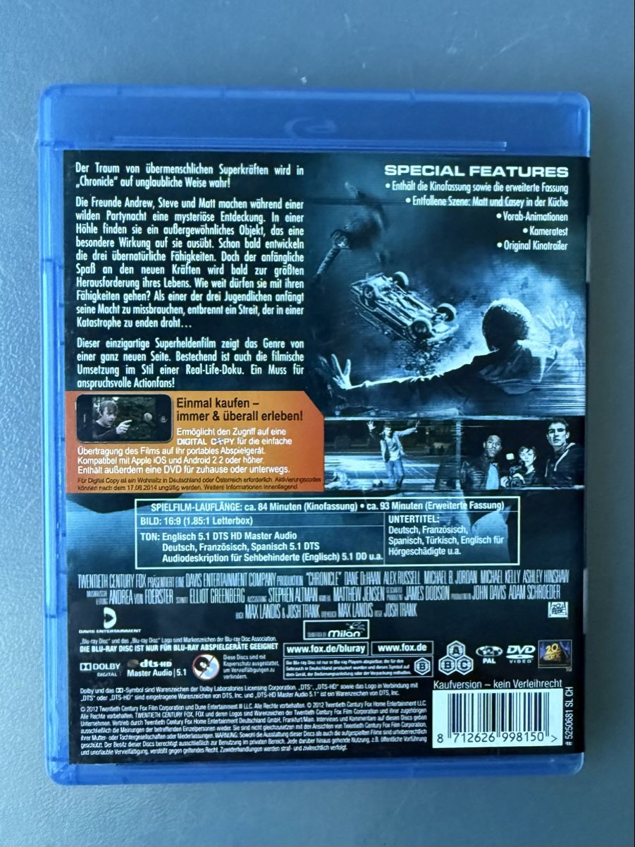 Tutti i DVDs: Chronicle Blu-ray + DVD + Digital Copy – Usato da Oberried Brienz venduto da Chyara 1