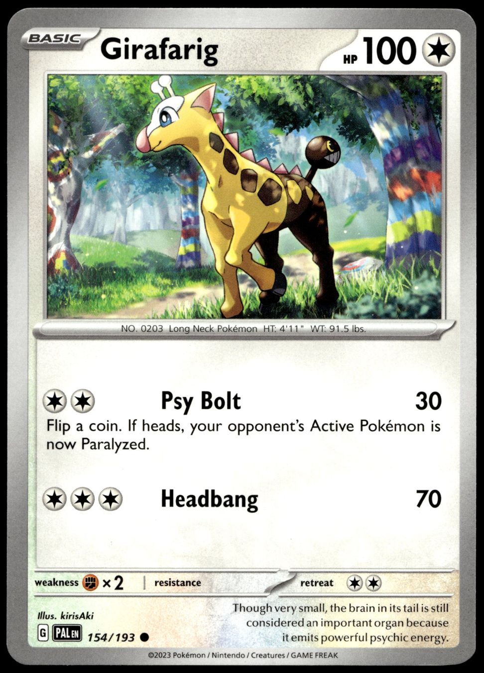 Pokémon Sammelbilder & Trading cards: Pokémon Girafarig 154/193   EN SV02 Paldea Evolved – Gebraucht aus Le Mouret von PokemonCards_CH