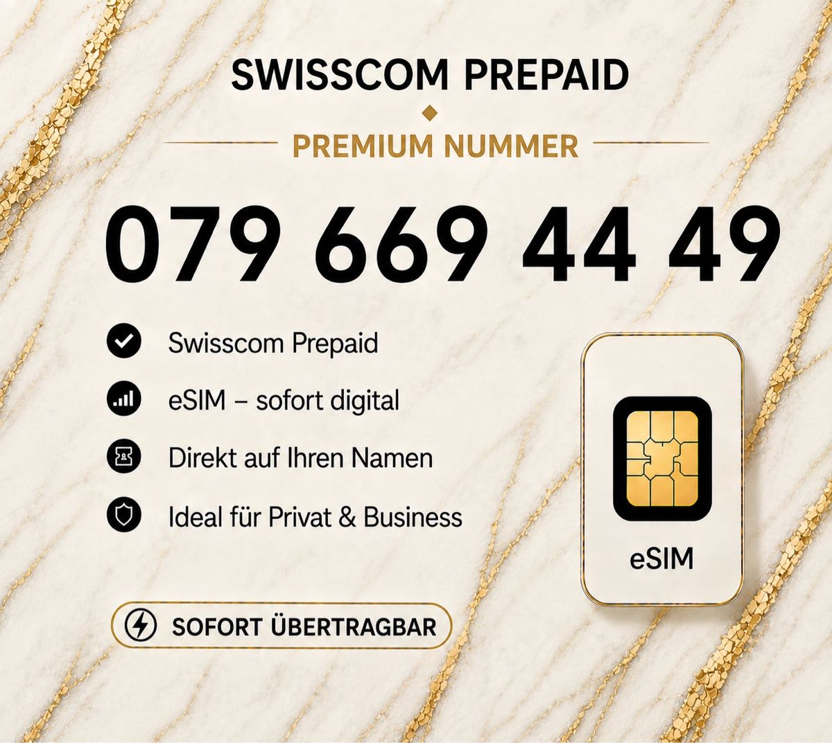 Swisscom PrePaid-Karten: Swisscom Prepaid Premium Nummer – Neu und originalverpackt aus Rotkreuz von 079shop