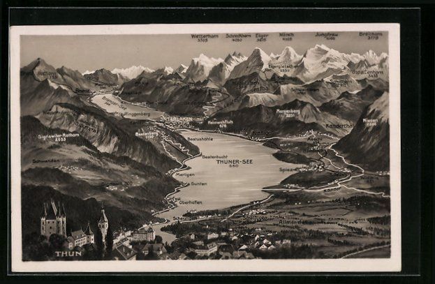 Cartoline postali: Thun, Berner Oberland um den Thuner-See  – Usato da Berlin venduto da bartko-reher