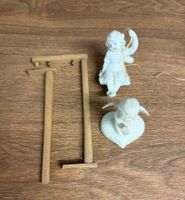 Engel-Deko Set, Vintage, Shabby Chic, Holz und Porzellan