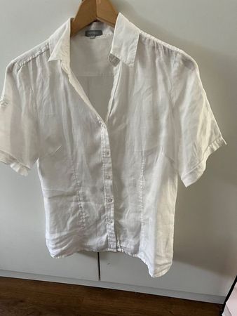 Leinenbluse weiss, kurzärmlig, Maddison 40