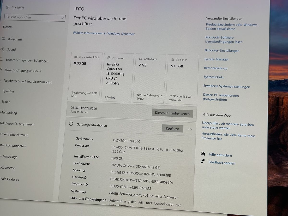 Intel PCs: Microsoft Surface Studio 27 Zoll i5 8GB RAM 1TB SSD – D'occasion à Wädenswil par HobbyZimmer 1