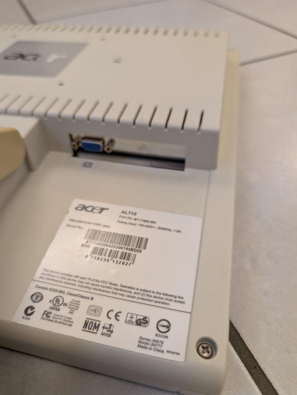 Acer Ecrans: Monitor Acer AL715 – D'occasion à Bellinzona par fan_tc7f 3