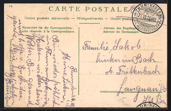Cartoline postali: Thun, Kaserne, schweizer Soldaten in Uni – Usato da Berlin venduto da bartko-reher 1