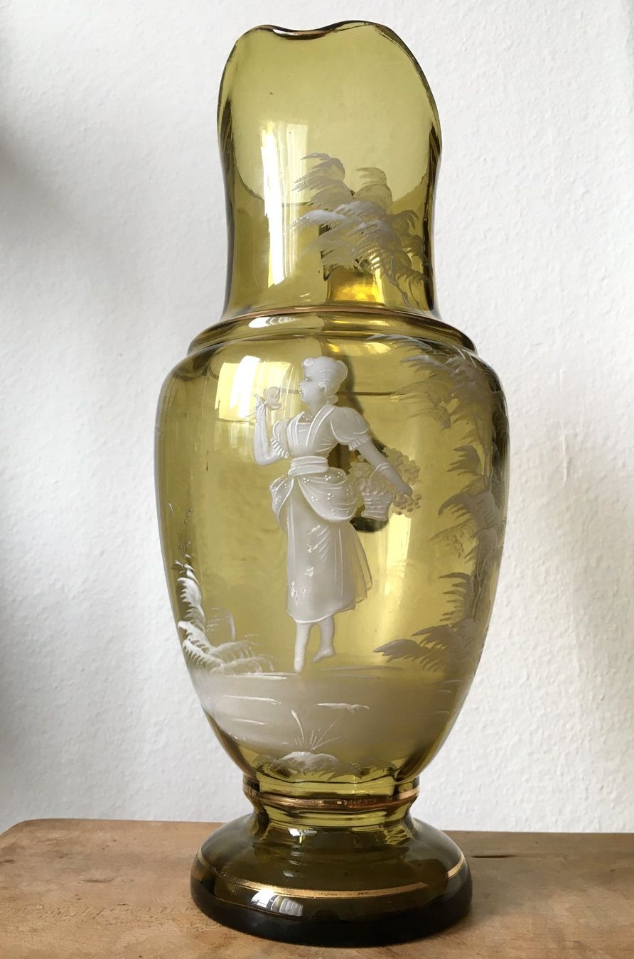 Carafes: ANTIKE GROSSE GLASKARAFFE mit SCHNEEMALEREI – D'occasion à Luzern par Immergern 1