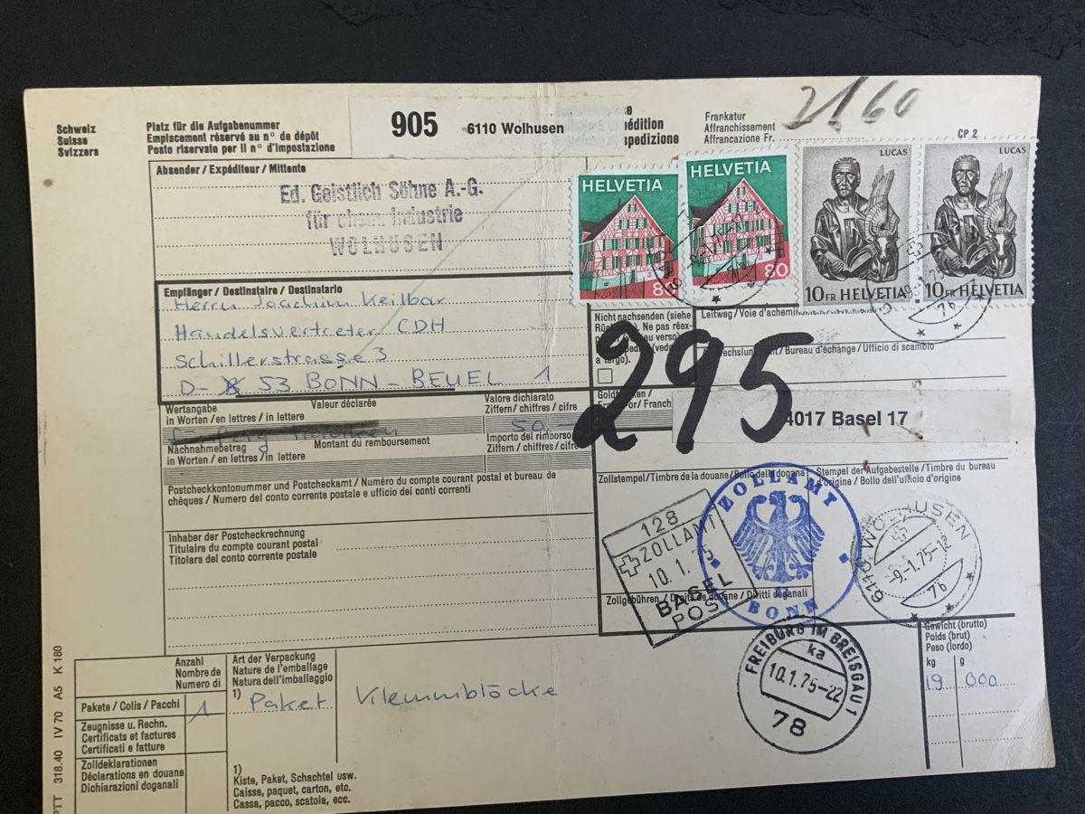 Tutti i francobolli: Wolhusen Paketkarte – Usato da Binningen venduto da chr_cr5n
