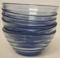 6er Set Vintage Glas Dessertschalen, hellblau