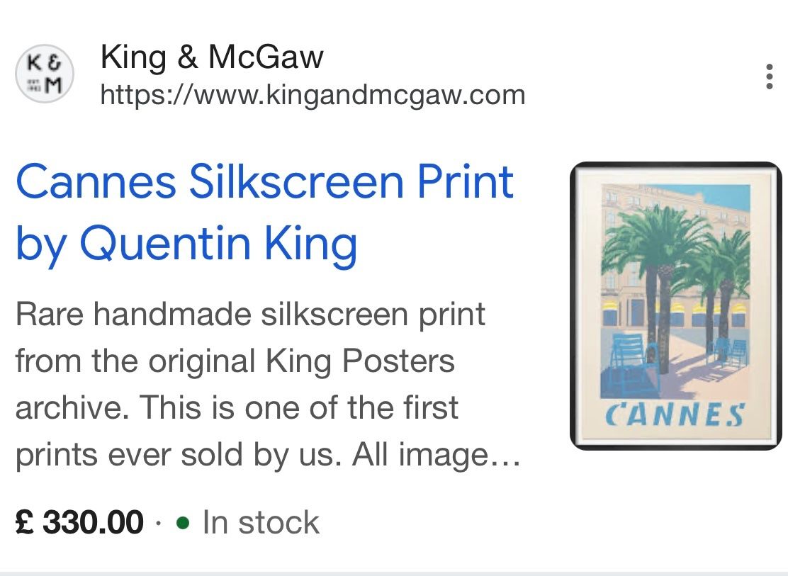 Poster & Bilder: Original Silkscreen Poster, Quentin King, 1983 “ CANNES” – Neu (gemäss Beschreibung) aus Biel/Bienne von CuriousCat 9