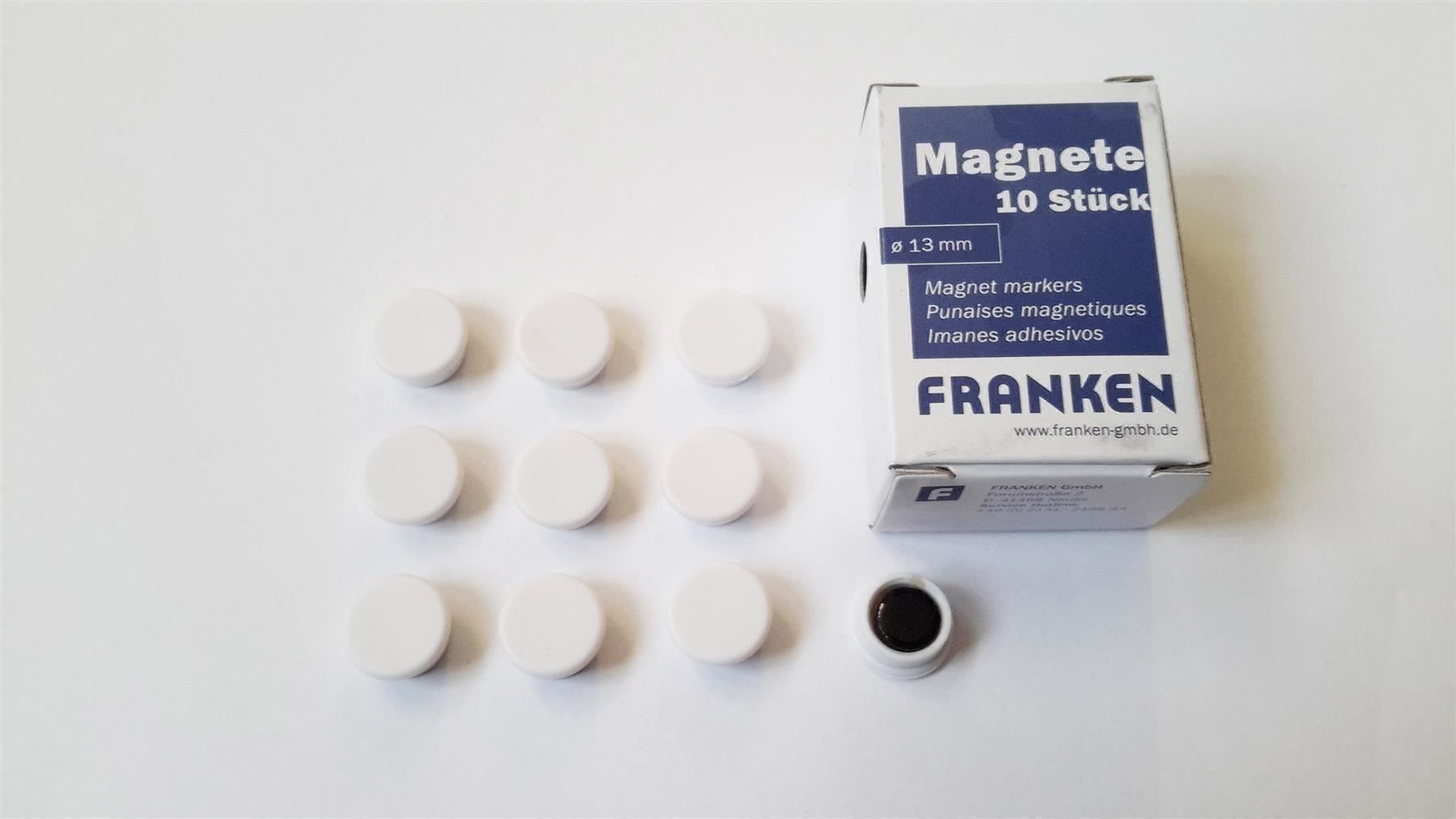 Magnete: Magnete 10 Stück, 13 mm, weiss – Neu und originalverpackt aus St. Gallen von cointec 1