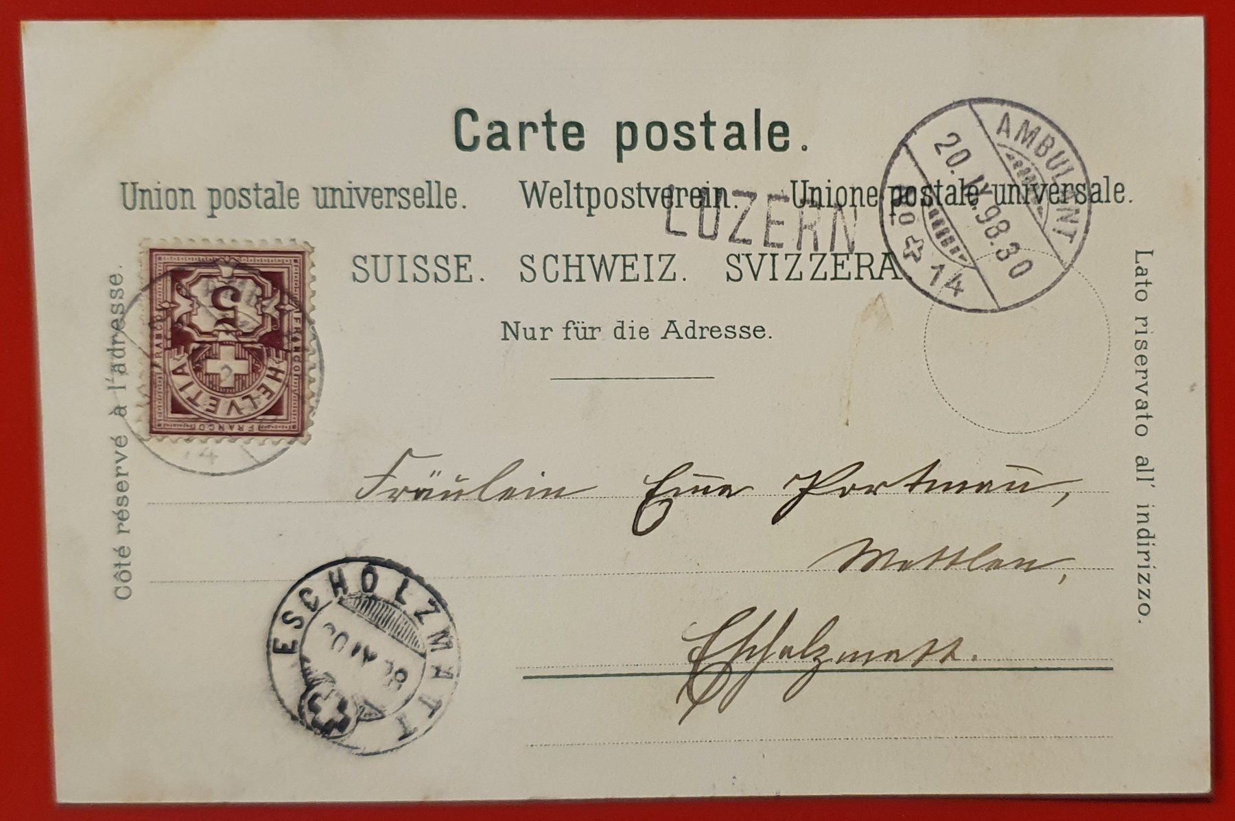Cartoline postali: Gruss aus Luzern 1898 – Usato da Kreuzlingen venduto da Rschweiz1 1
