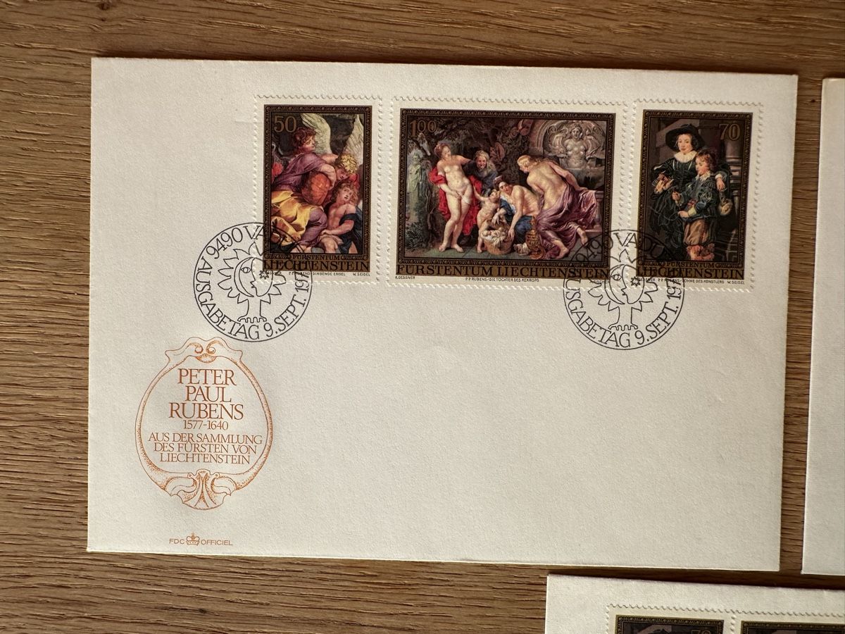 Alle Briefmarken: Liechtenstein - 5x RUBENS FDC 1976 – Gebraucht aus Schmitten / FR von Samsara169 1