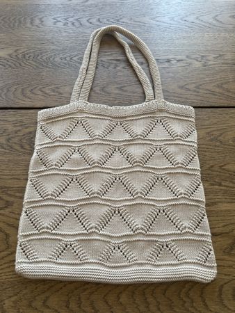 Handgestrickte Baumwolltasche, Lohn, Beige, Top Zustand!