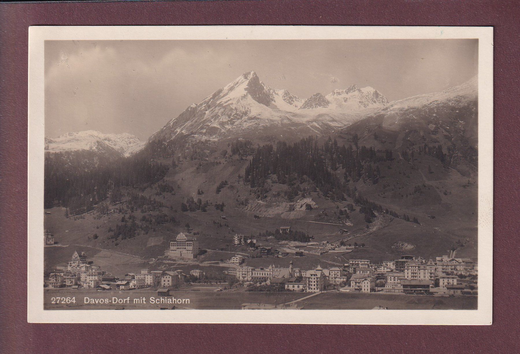 Cartoline postali: DAVOS-DORF - Schiahorn - 1927 – Usato da Pully venduto da nicecards