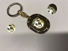 ABARTH Schlüsselanhänger Gold über Chrom mit gelasertem Logo