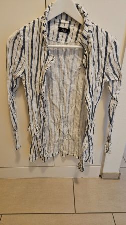 Leichte Leinenjacke gestreift Gr. S/36 blau/weiss