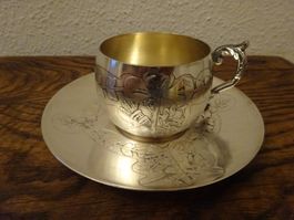 Antike Sammlertasse / 925 Silber