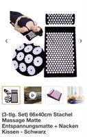 Akupressur-Set Matte und Nackenkissen schwarz neu