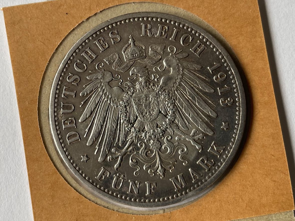 Tutti le monete: 5 Mark 1913 Wilhelm II., Silber – Usato da Kreuzlingen venduto da tummetott71