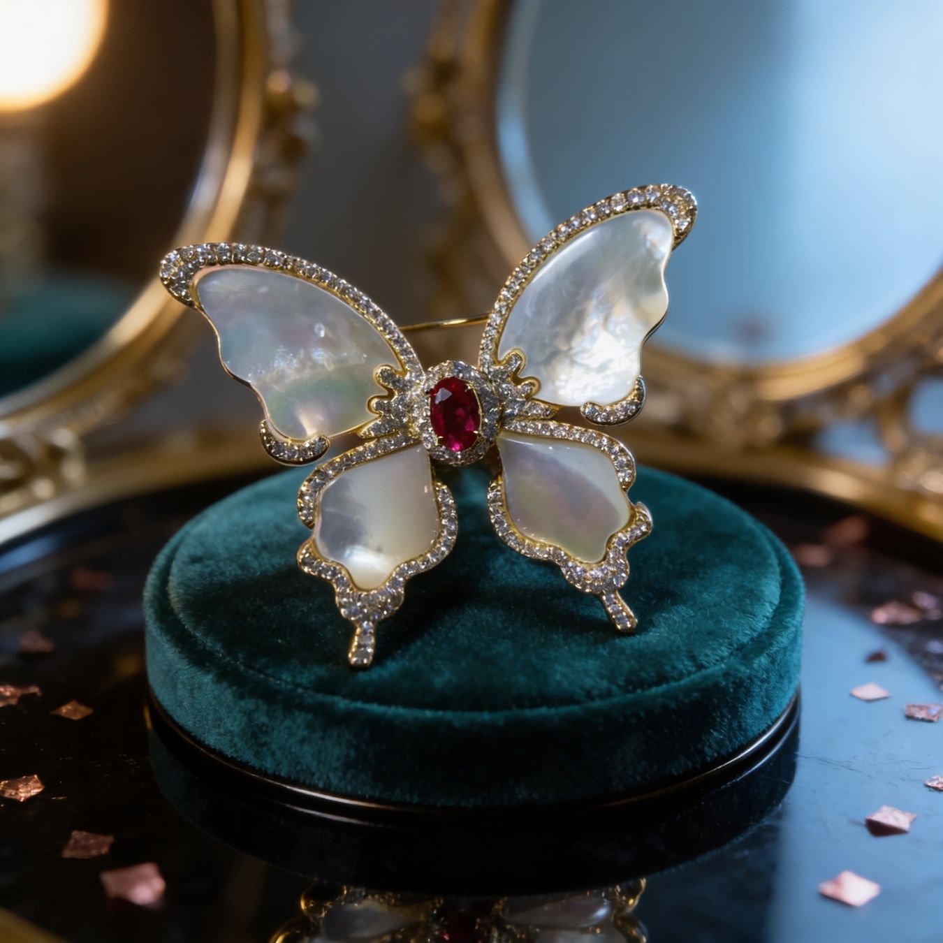 Spille & Fermagli: Broche Papillon Nacré – Nuovo e nell'imballaggio originale da St-Maurice venduto da Sandrinette123 3